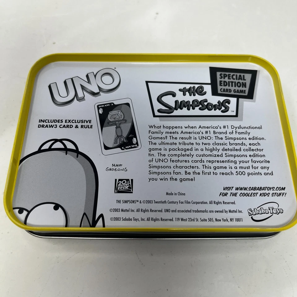 The Simpsons UNO Card Game Special Edition Tin - Mattel 2003 COMPLETE - Image 4 of 4