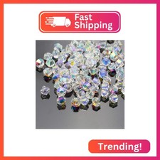 Dowarm 1000PCS Bicone Crystal Beads 4mm, Bulk Small Faceted Bicone Glass Beads f