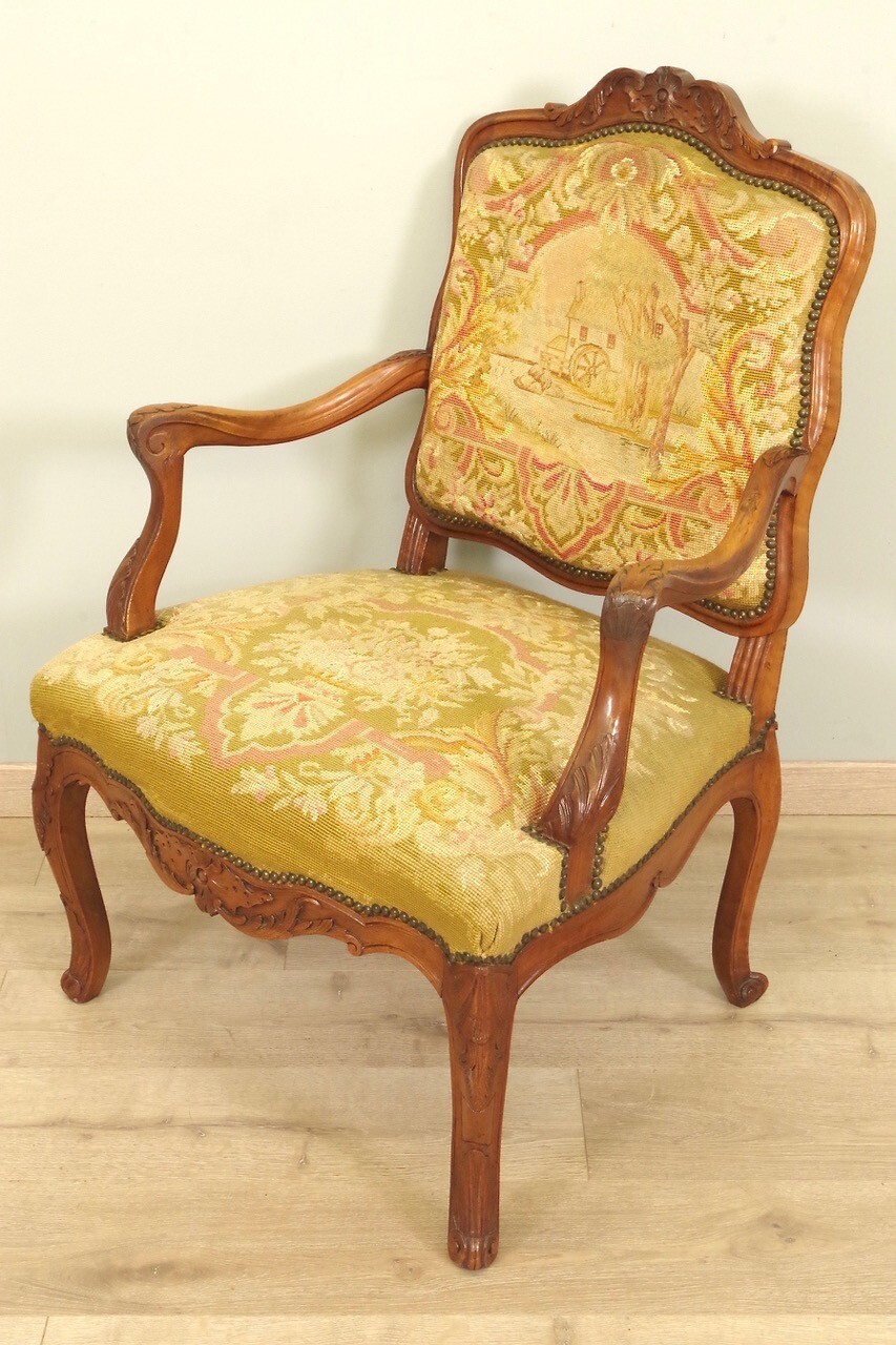 Regency style armchair with petit point tapestry thumbnail 4