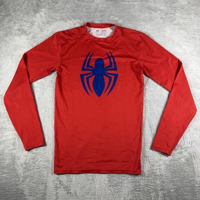 Under Armour Shirt Mens Medium Red Spider Man Alter Ego Marvel Compression LS