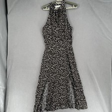Zimmermann Dress Womens 1 Black Long Tie Slit Floral Halter Sleeveless