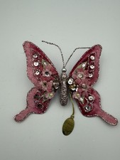 KATHERINE'S COLLECTION PINK SEQUINED BUTTERFLY CLIP -ON ORNAMENT
