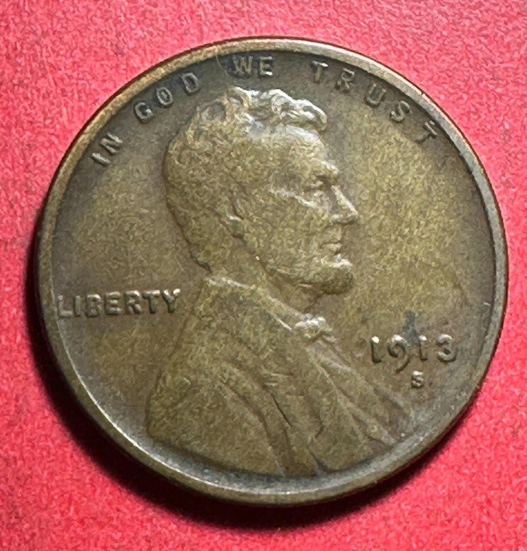 1913S US LINCOLN Cent! "San Francisco" Mint! Lower Mintage! FINE Details!