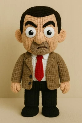 Mr Bean Knitted Knit DK Pattern Only 25cm Tall Plush Teddy Pattern TV