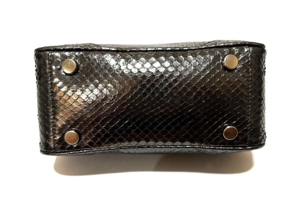 RARE COACH LTD ED GUNMETAL EXOTIC PYTHON FRAMED EVENING BAG 