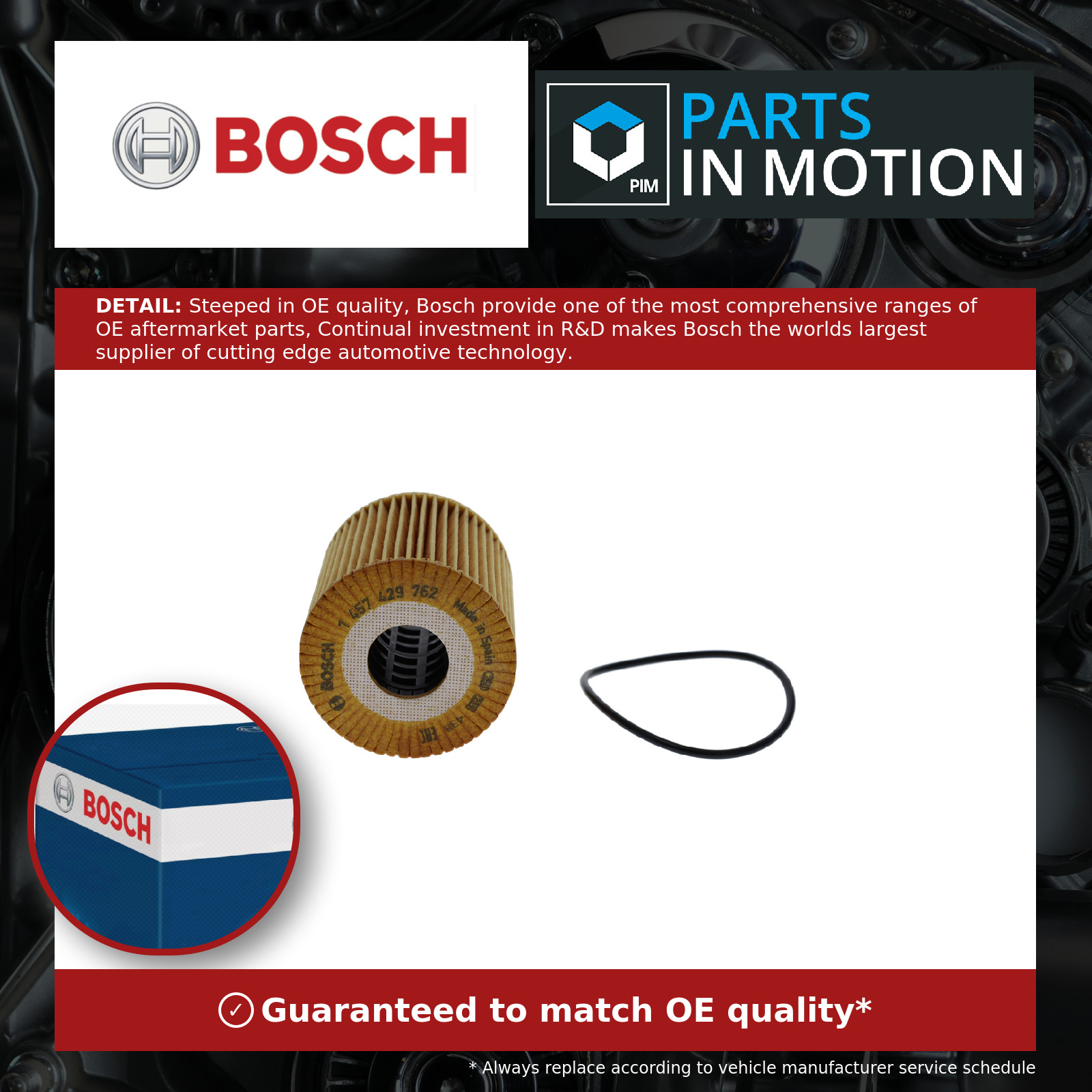 Oil Filter fits VOLVO V70 87, Mk2 2.0 2.3 2.4 2.5 99 to 07 Bosch 1275810 Quality