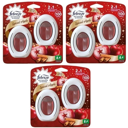 6 x 7.5ml Febreze Bathroom Air Freshener - Spiced Apple