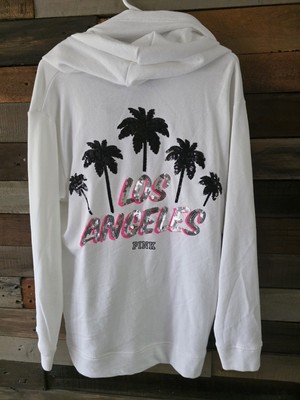 Victorias's Secret Pink Y2K LOS ANGELES Sequin BLING Hoodie Pullover  Size MED.