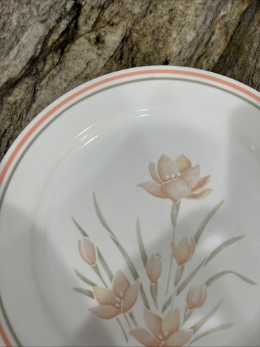 3 VINTAGE CORELLE PEACH FLORAL 10 1/4"DINNER PLATES 🇺🇸 - Picture 13 of 24