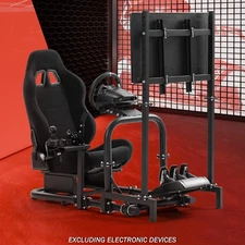 Supllueer Racing Simulator Cockpit With Black Seat & TV Stand Fit Thrustmaster