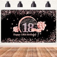 18. Geburtstag MäDchen Deko, 18 Geburtstag Banner Schwarz Und RoséGold, Happy 1