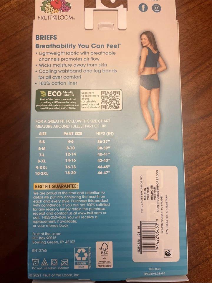 Fruit of the Loom Women's Size 10/3x Pant Size 18/20 - Image 2 of 3