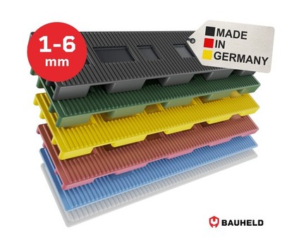BAUHELD Abstandshalter Kunststoff Set 50 100 Unterlegplatten Verglasungsklötze