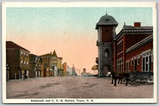 Esplanade CNR Station Truro Nova Scotia Dirt Road ANTIQUE Postcard 4836