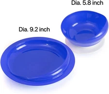 Spill Proof Scoop Bowl and Plate with Non-Skid Suction Base, Adaptive Self-Fe...