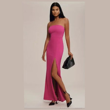 Bhldn Adalynn Bright Pink Strapless Stretch Crepe Gown - Size 2X - New with Tags
