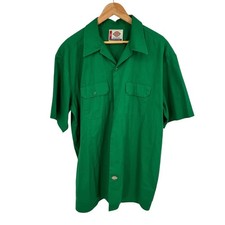 Dickies Mens 2XL Green Short Sleeve Work Shirt Collared Button Up Casual