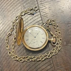 Antique Elgin Pocket Watch Hunter Case Engraved GF Runs with 10K GF Chain