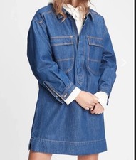 THE GAP WORK-FORCE COLLECTION Denim Shift Dress Blue Womens MEDIUM 1/4 zip