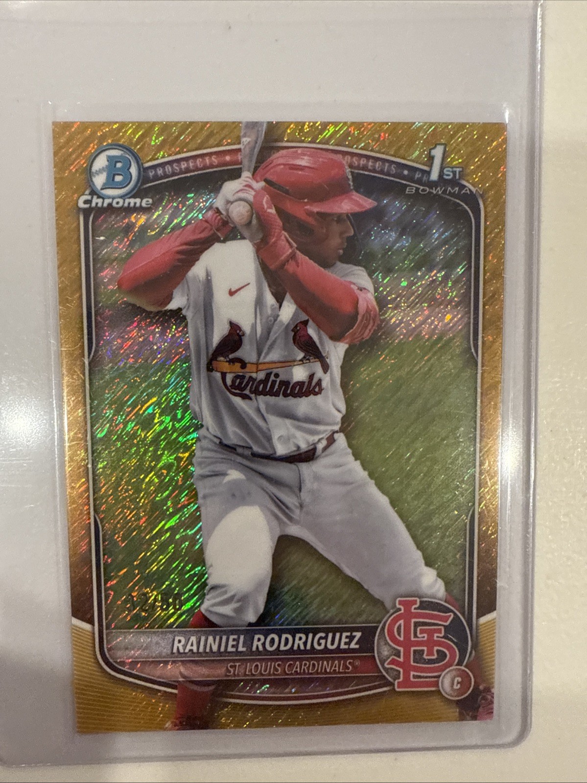 2025 Bowman Chrome Rainiel Rodriguez Gold Shimmer Refractor 1st Prospect #/50