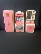 Pink Vintage Stove, Refrigerator,  Bathroom Sink Barbie Or 11  Fashion Doll
