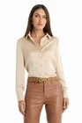 Paulina Silk Blouse, button-down shirt Gold THE NOLI SHOP