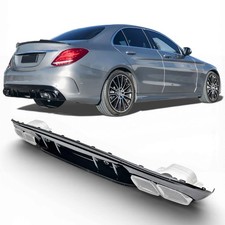 Rear spoiler diffuser + exhaust tips (CHROM) for Mercedes W205