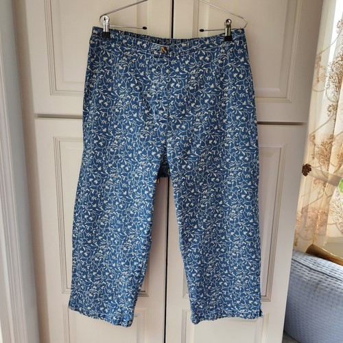 Denim & Co Skirt Pants Suit Plus Size 1X Blue Tan Floral Scroll Lined 3 Piece - Picture 10 of 18
