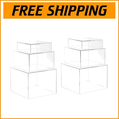 3-Piece Acrylic Cube Risers with Hollow Bottoms for Versatile Display Solutions