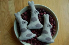 Primitive Easter Tan Texture Wool Bunny Ornies with Tan Spot Applique