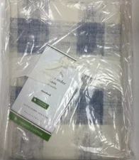 New Pottery Barn Rhett Check Buffalo Plaid Linen Standard Sham, Blue, Like Bryce