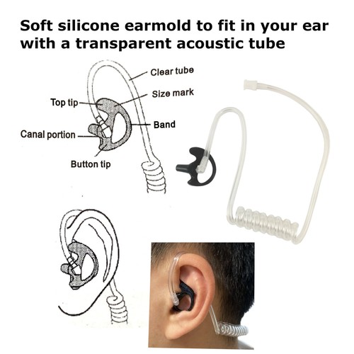 3.5mm Acoustic Tube Earpiece – Listen-Only Police Headset For Speaker Mic
