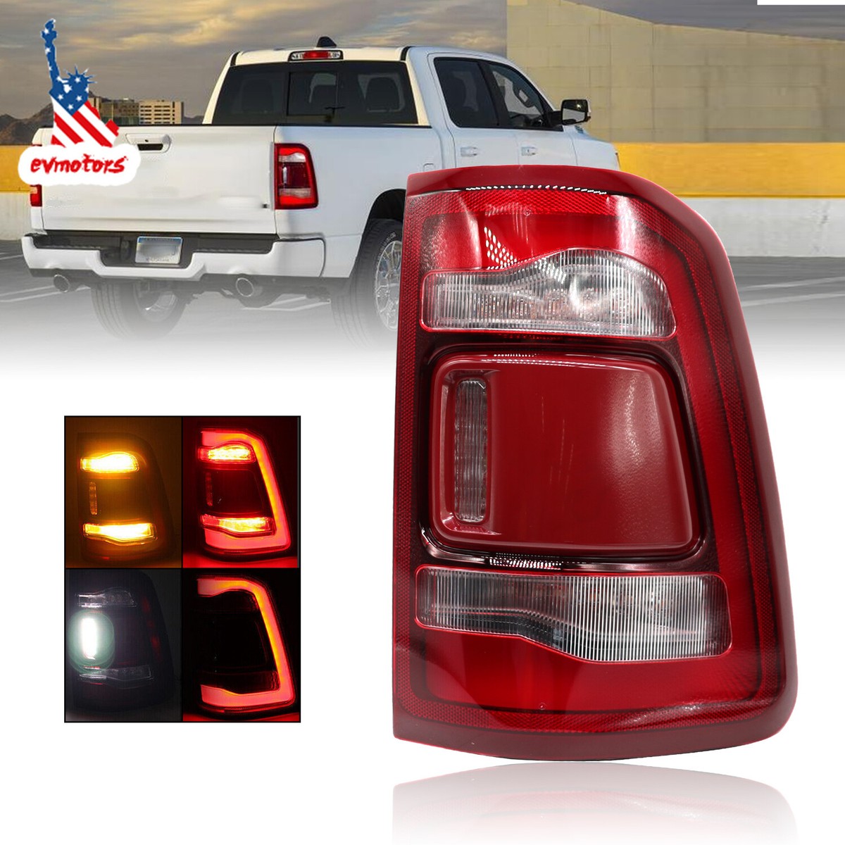 For 2019-2022 Dodge Ram 1500 Rear Lamp Rear Brake Taillamps LED 