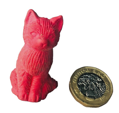 Action Figur Spielzeug Katze rosa Tier Gummi ? Radierer ? vintage es
