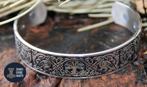 Viking Bracelet Viking Cuff Raven Celt Magnetic bracelet bangle stainless steel - Picture 9 of 9