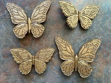 HOMCO MID CENTURY RETRO Gold Butterfly Lot of  4 Vintage 1971 Wall Decor USA