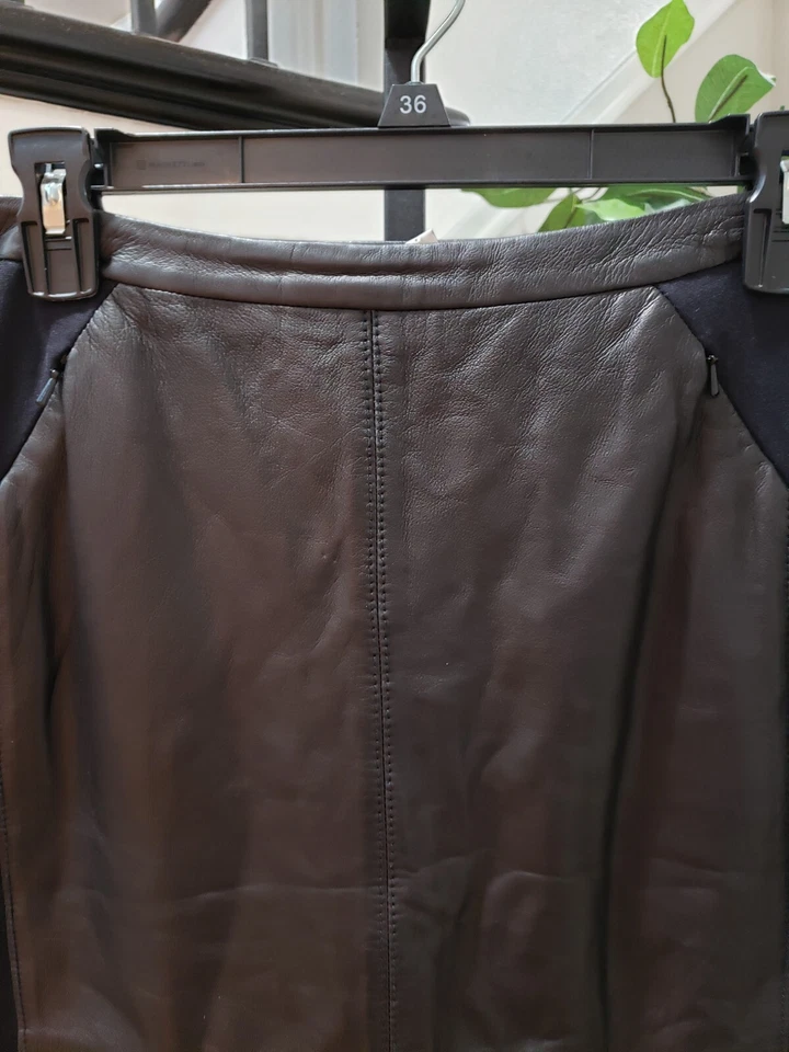Halogen Women's Black Solid 100% Leather Casual Panel Pencil Skirt Size 6 Petite - Image 2 of 4