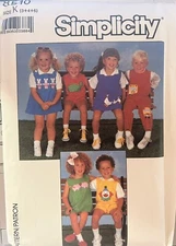 Vtg Simplicity pattern 8510 Childs' Overalls & Jumper w/appliques sz 3,4,5 uncut