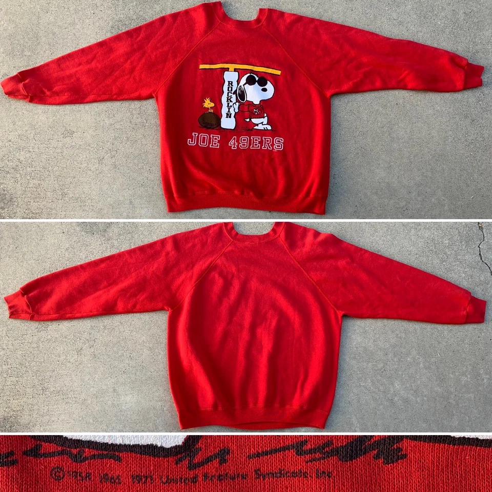 винтажный Snoopy Woodstock Rocklin Joe 49ers реглан толстовка арахис свитер размер L - Изображение 2 из 4
