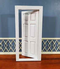 Dollhouse Door Interior White 6 Panel Includes Trim 1:12 Scale Miniature