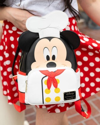 Loungefly Mickey Mouse Chef Backpack - Black, White, Red Amazon.com: Loungefly Disney Chef Minnie Cosplay Womens  main image 3