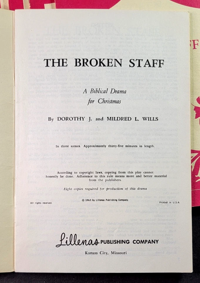 The Broken Staff - A Biblical Drama For Christmas (Play) Libretto Script 1963 - Image 3 of 4