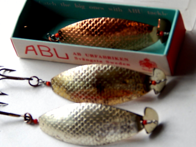 1960s' vintage ABU Sweden Hazard S/G/K 18g spoon lures-used/xclnt+