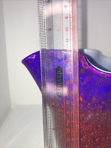 Gefasst Kunstglas blau rot Lava mundgeblasen Taschentuch Vase Glimmer Flocken - Bild 7 von 10
