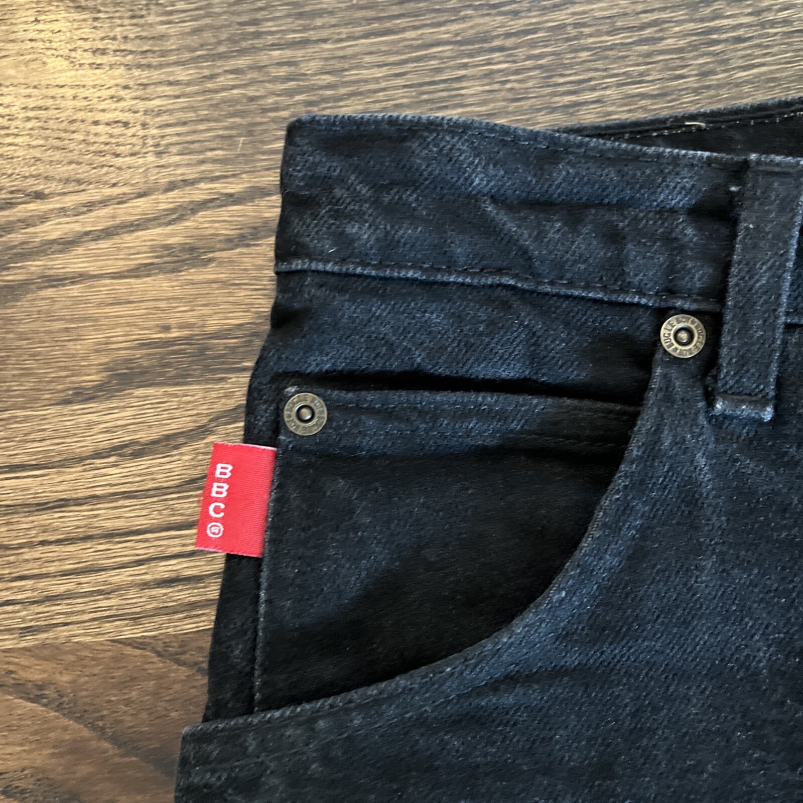 Vintage Bugle Boy Gold Crest Baggy Black Dark Wash Jeans Mens 35 X 30.5 - View 2