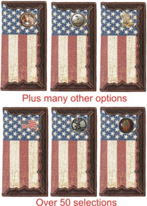 Flag Background Custom Leather Bi-Fold Wallet Distressed U.S