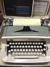 Vintage Royal Sabre Typewriter Green Cream  With Hard Case & Key Used thumbnail