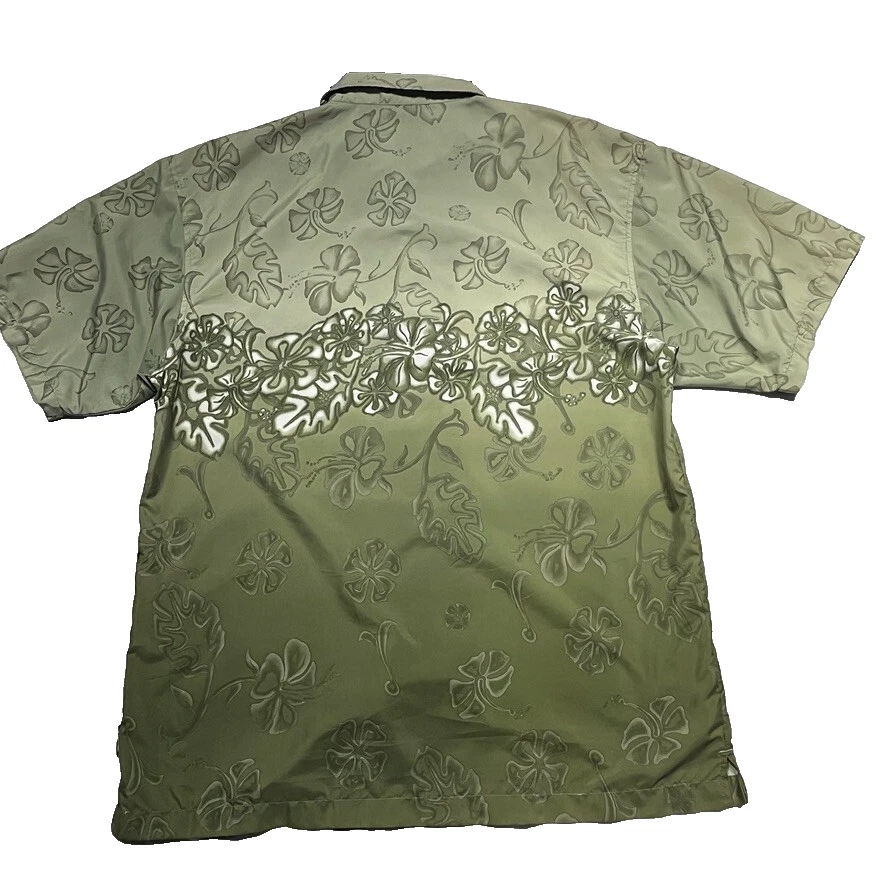Camisa Hawaiana No Fear De Colección Años 90 Para Hombre Grande Verde Floral AOP Patinador Surfista Foto 4 de 4