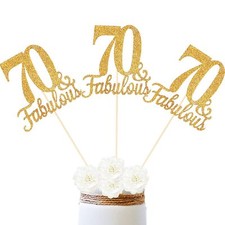 10-Pack Double Sided Gold Fabulous and 70th Birthday Centerpieces for Tables ...