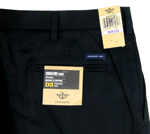 Men's Khaki Pants NEW Dockers D3 Classic Pleated Tag 38/32 measured Size 37x31 - Picture 6 of 6